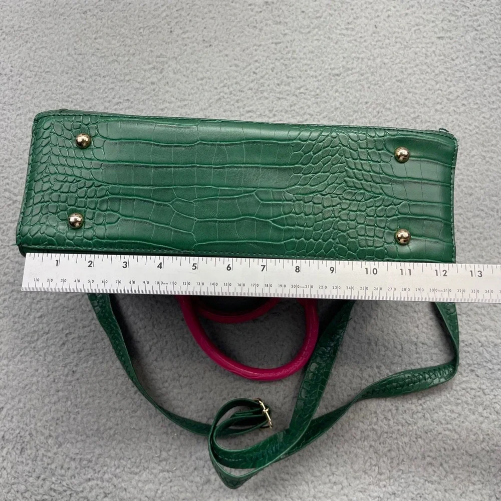 Alpha Kappa Alpha Sorority AKA Pink Green Croc Embossed Satchel Crossbody Bag